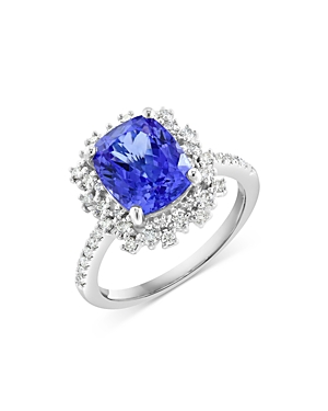 Bloomingdale's Tanzanite & Diamond Halo Ring In 14k White Gold - 100% Exclusive In Blue/white