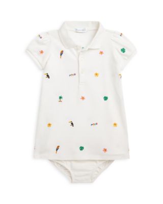 Ralph Lauren Girls' Cotton Mesh Tropical Embroidered Polo Dress & Bloomer  Set - Baby | Bloomingdale's