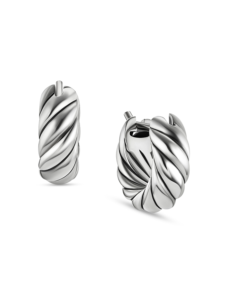David Yurman Sculpted Cable Hoop Earrings in Sterling Silver, 14.4mm