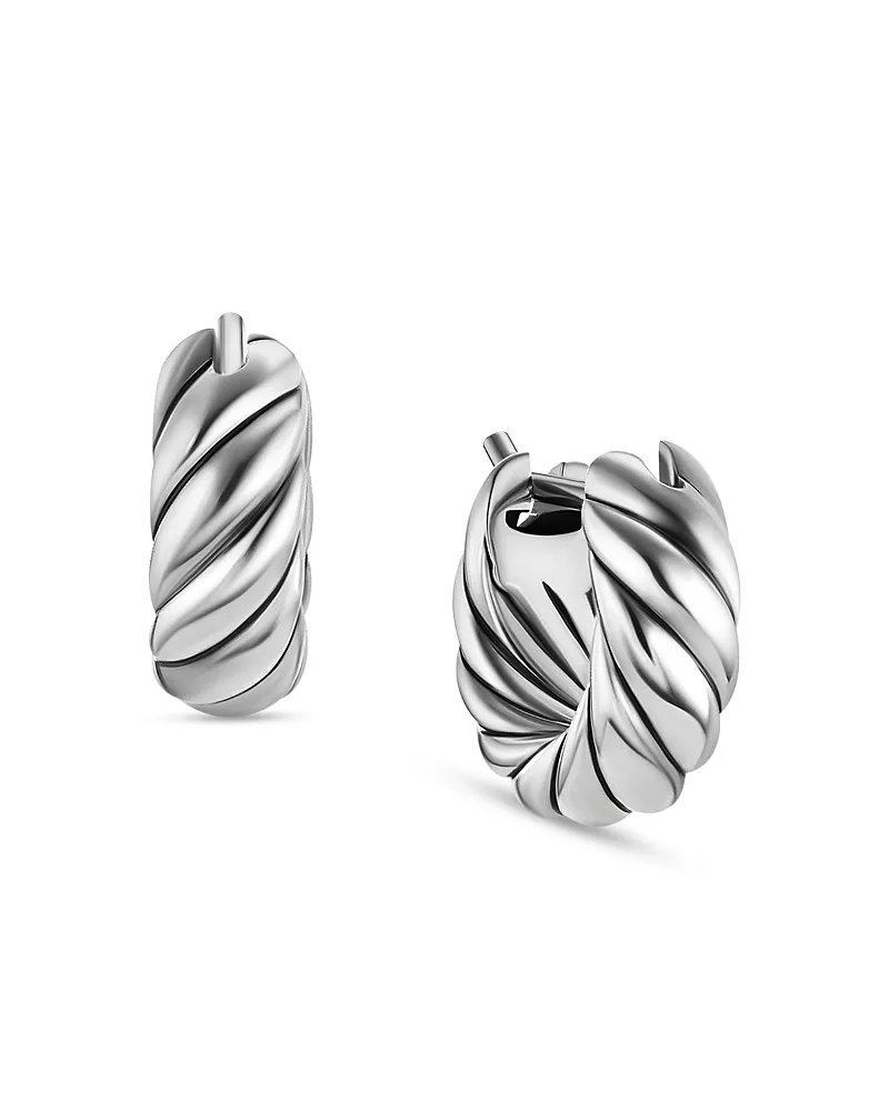 David Yurman Sculpted Cable Hoop Earrings in Sterling Silver, 14.4mm