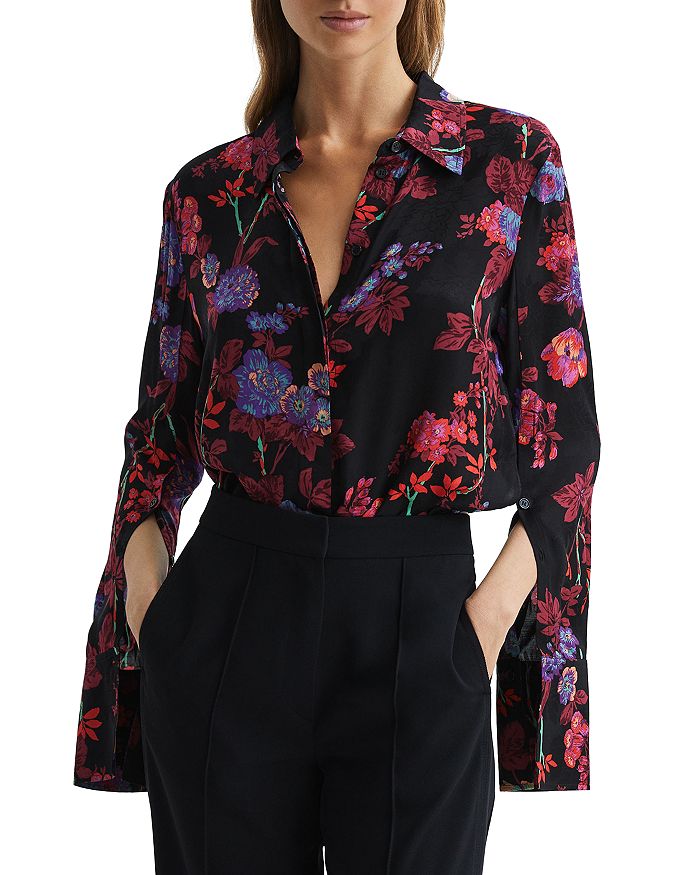 REISS Polly Textured Floral Top Bloomingdale s