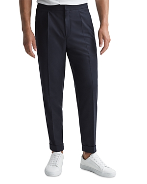 Reiss Brighton Relaxed Fit Pleated Trousers In Navy
