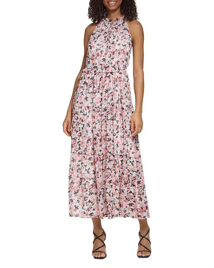 KARL LAGERFELD PARIS Floral Print Chiffon Maxi Dress | Bloomingdale's