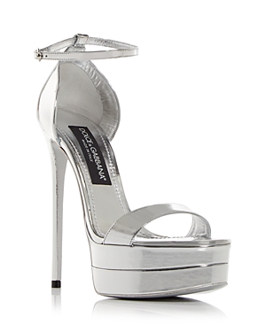 Shop Dolce & Gabbana Women's Keira Platform High Heel Sandals In Silver