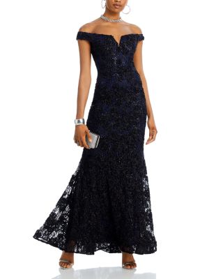 Off-the-Shoulder Embellished Lace Gown - Exclusive
