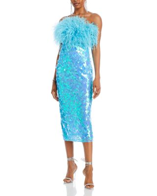 BRONX AND BANCO - Coco X Afiya Sequined Feather Trim Dress