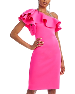 Shop Eliza J One Shoulder Ruffled Dress In Hot Pink