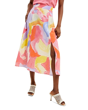 French Connection Isadora Midi Skirt In Dopamine Summer Multi