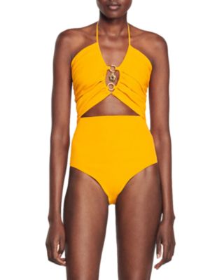 Asymmetrical Sprayed Monogram One-Piece Swimsuit - Ready-to-Wear