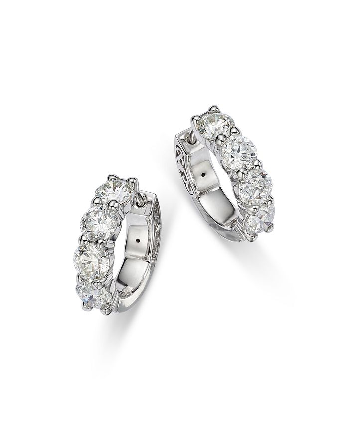 Bloomingdale's - Diamond Huggie Hoop Earrings in 14K White Gold, 3.20 ct. t.w. - 100% Exclusive
