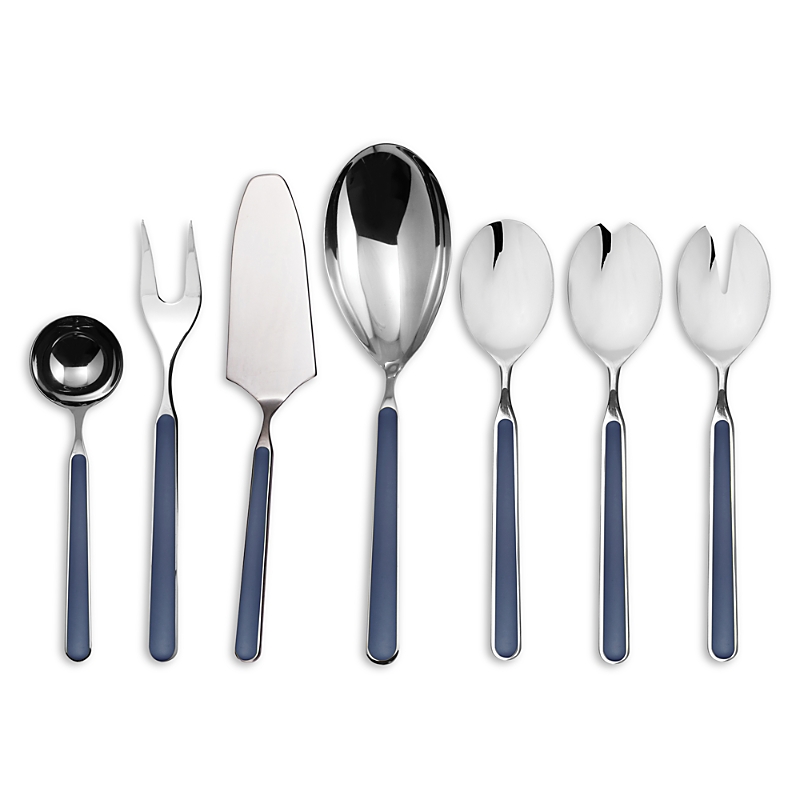 Mepra Fantasia 7-piece Stainless Steel Serving Set In Cobalto