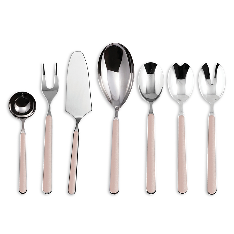 Mepra Fantasia 7-piece Stainless Steel Serving Set In Rosa Pallido
