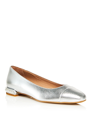 Stuart Weitzman Women's Pearl Slip On Cap Toe Flats In Silver