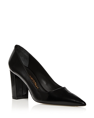 Stuart Weitzman Women's Stuart 85 Pointed Toe Block Heel Pumps In Black