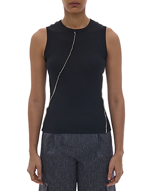 Helmut Lang Seamed Cotton Muscle Tank Top In Basalt Black