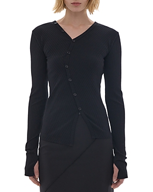 Shop Helmut Lang Asymmetric Cardigan In Black