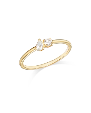 Bloomingdale's Pear Shape & Round Diamond Two Stone Ring in 14K Yellow Gold, 0.20 ct. t.w. - 100% Ex