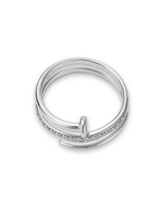 Diamond Nail Coil Ring in 14K White Gold, 0.20 tcw 