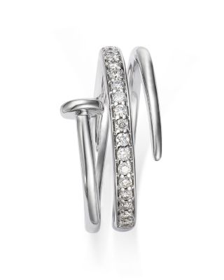 Diamond Nail Coil Ring in 14K White Gold, 0.20 tcw 