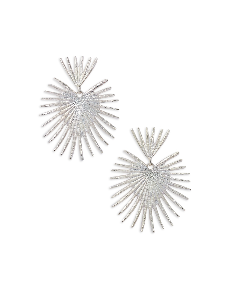 Kenneth Jay Lane Fan Drop Earrings In Silver