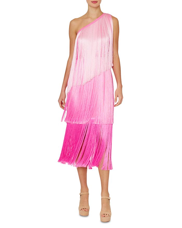 MILLY Oaklyn One Shoulder Fringe Dress Bloomingdale s