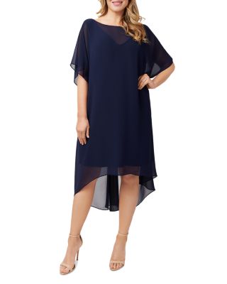 Adrianna Papell Plus - Chiffon Overlay Draped Dress