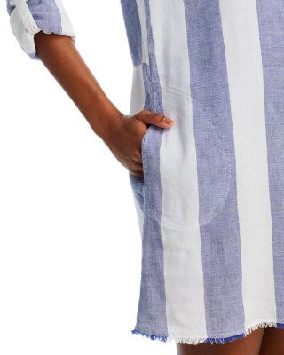 Rugby Beach Stripe Boyfriend Shirt Swim Coverup