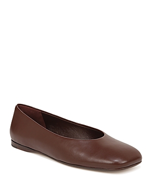 Vince Leah Leather Square-toe Ballerina Flats In Oxblood Red