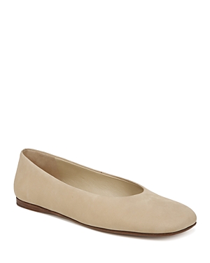 Vince Leah Leather Square-toe Ballerina Flats In Blonde