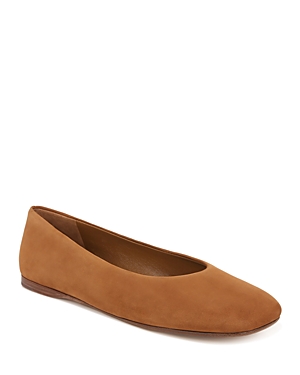 Vince Leah Leather Square-toe Ballerina Flats In Dark Amber