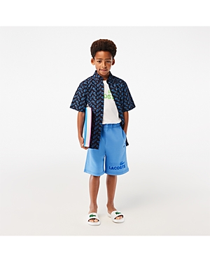 Lacoste Boys' Organic Cotton Fleece Logo Shorts - Big Kid In Open Blue