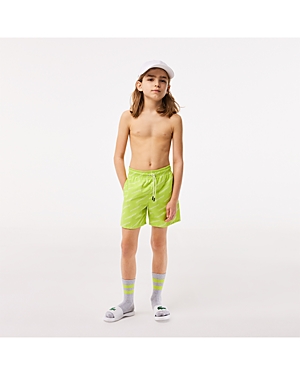 Lacoste Boys' Logo Print Swim Trunks - Little Kid In Yellow/white