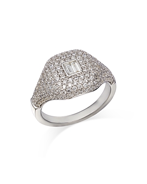 Bloomingdale's Diamond Baguette & Round Cluster Ring in 14K White Gold, 1.00 ct. t.w. - 100% Exclusi