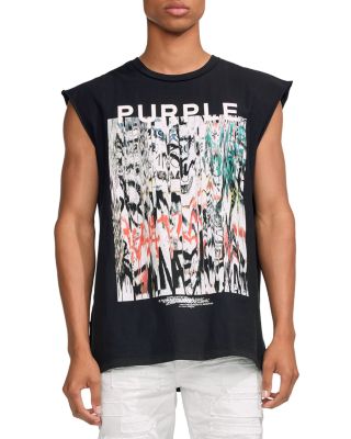 Purple Brand Cotton Textured Jersey Sleeveless Graphic Tee