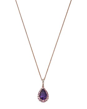 Bloomingdale's - Amethyst, Pink Sapphire & Diamond Halo Pendant Necklace in 14k Rose Gold, 16" - 100% Exclusive 