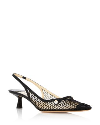 Jimmy Choo Amita 45 Fishnet Mesh And Suede Slingback Heels In