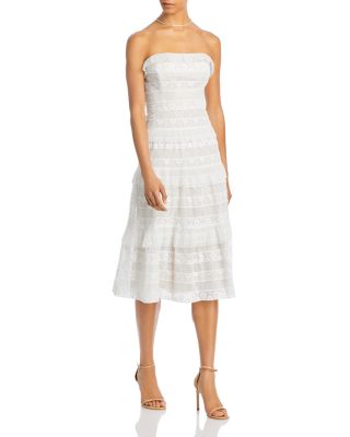 BCBGMAXAZRIA Mixed Lace Tiered Midi Dress | Bloomingdale's