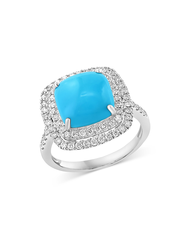 Bloomingdale's Fine Collection Turquoise & Diamond Halo Ring in 14K White Gold
