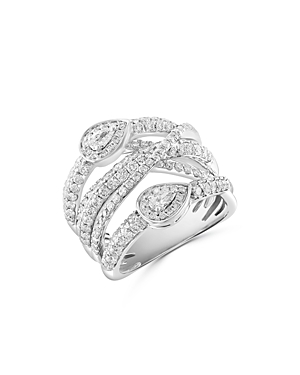 Bloomingdale's Diamond Pear & Round Crossover Double Row Ring In 14k White Gold, 1.75 Ct. T.w. - 100% Exclusive