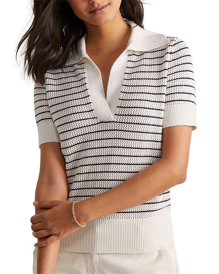 Short sleeve online sweater with collar