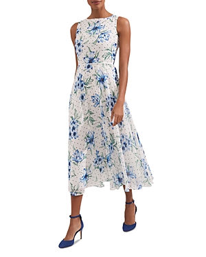 Hobbs London Carly Floral Midi Dress In Ivory Multi
