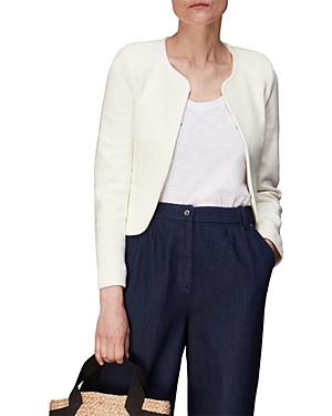 Whistles Collarless Jersey Jacket In Ivory