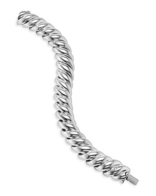 Sterling Silver Sculpted Cable Link Bracelet