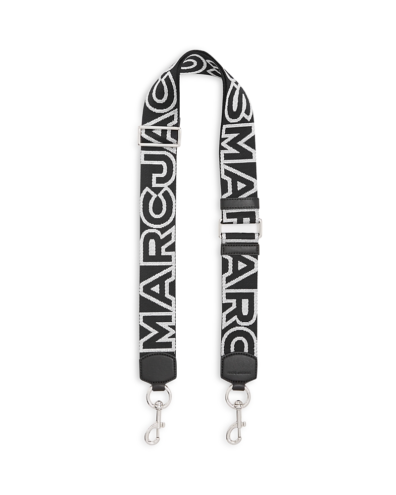 Marc Jacobs The Outline Monogram Webbing Strap In Black/silver
