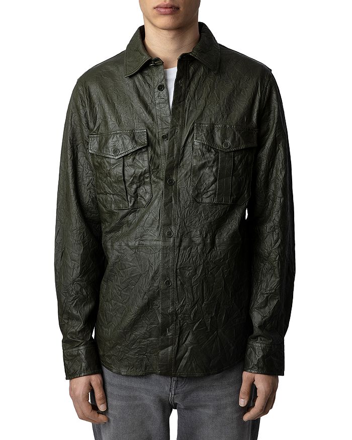 Zadig & Voltaire - Taskah Leather Crinkled Button Down Shirt