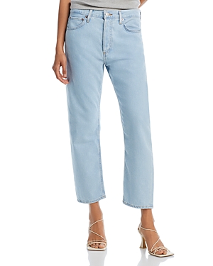 Agolde Riley Straight Cropped Mid-rise Jeans In Pivot