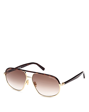 Shop Tom Ford Maxwell Pilot Sunglasses, 59mm In Havana/brown Gradient