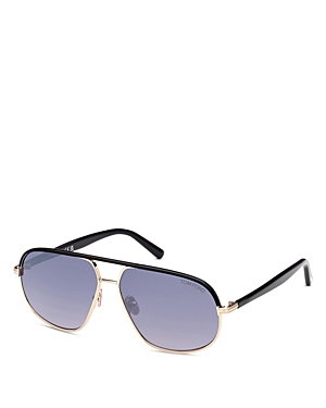 Shop Tom Ford Maxwell Pilot Sunglasses, 59mm In Black/blue Solid