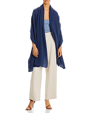 Shop C By Bloomingdale's Cashmere Travel Wrap - 100% Exclusive In Anchor Blue