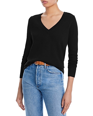 Aqua Cashmere V-neck Cashmere Sweater - 100% Exclusive In Black